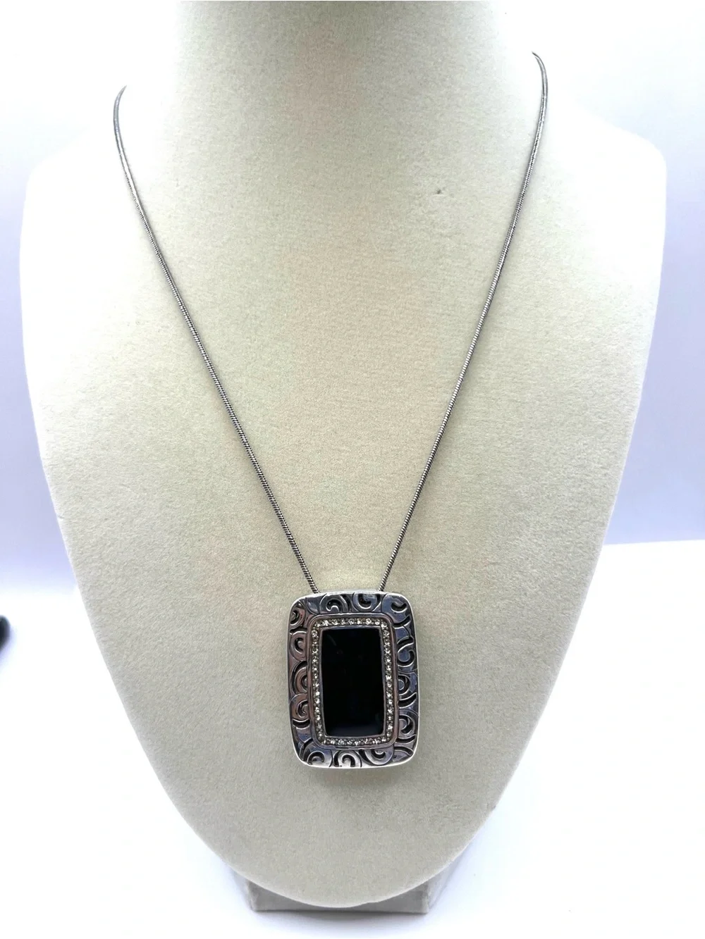 Brighton Rhythms Reversible Necklace Rectangle Pendant Black a